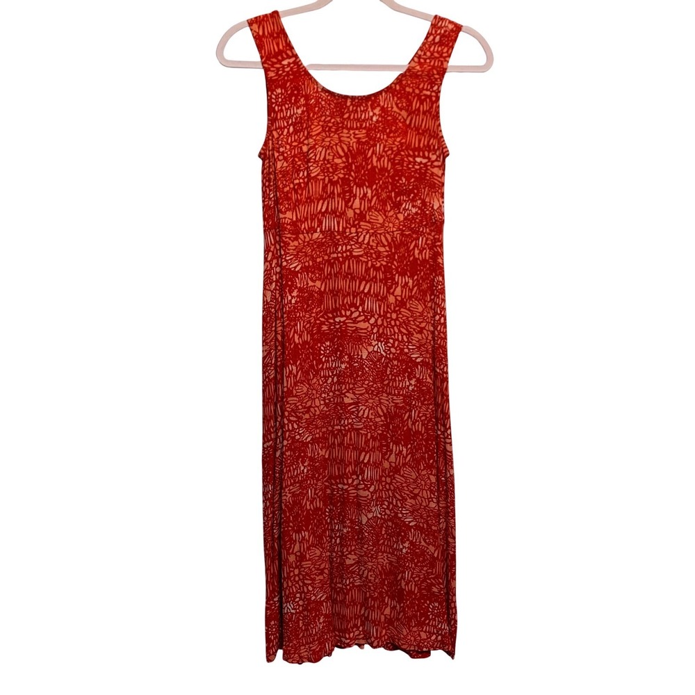 VTG 90s Artsy Lagenlook Tank Dress 8M Abstract Vibrant Midi Bohemian Casual